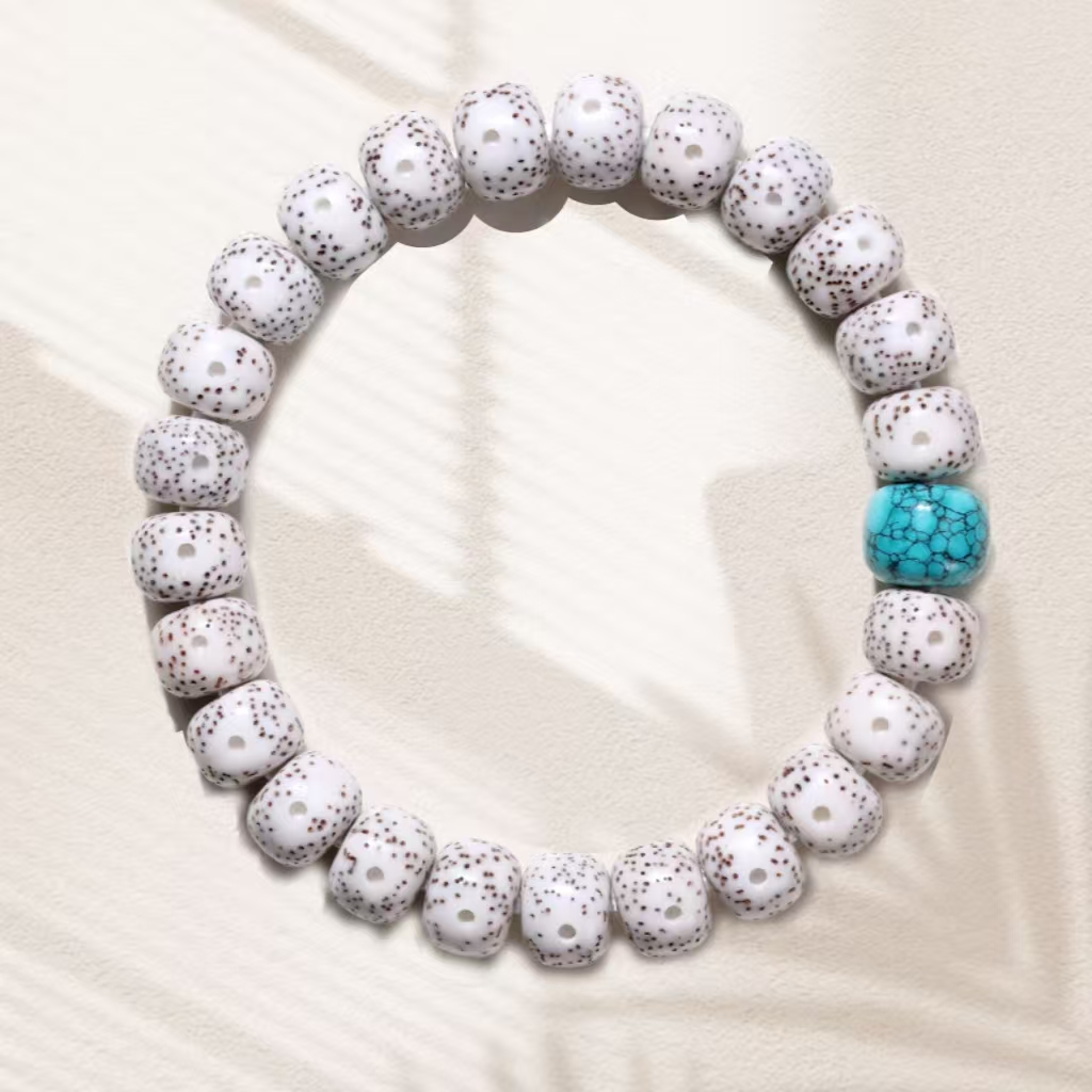 08 Wood · Turquoise & Star and Moon Bodhi Bracelet - Image 1