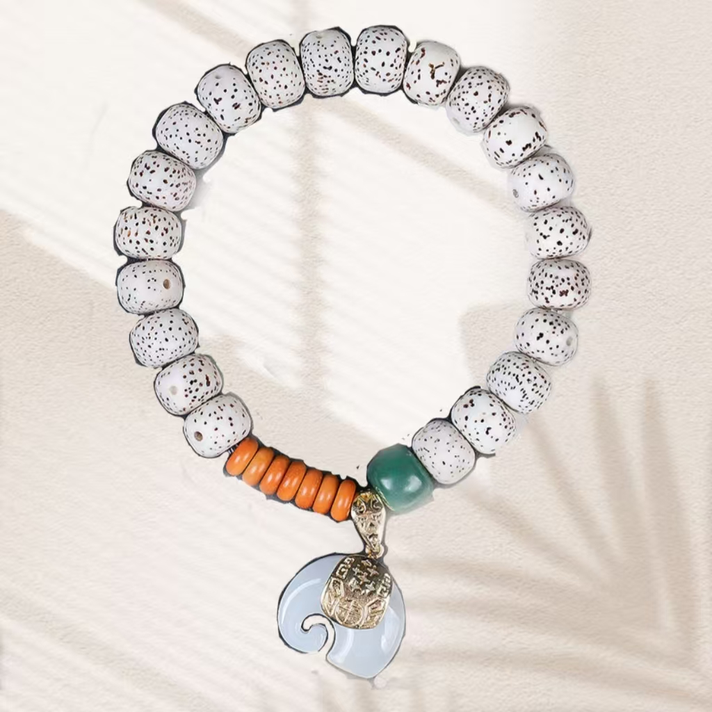 09 Wood · Lucky Elephant & Star and Moon Bodhi Bracelet - Image 1