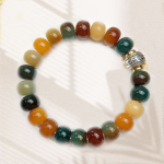 Earth · Silver six-character Bodhi Root Bracelet